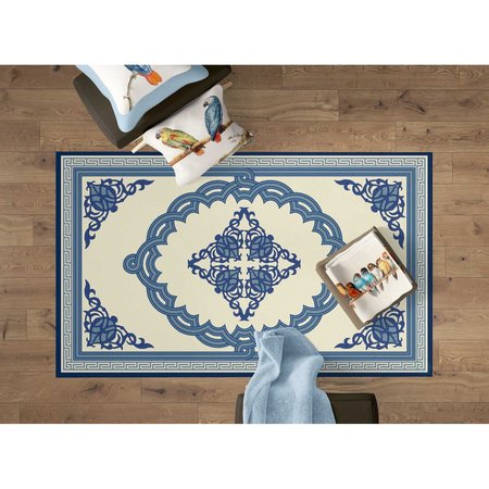DEERLUX Transitional Living Room Area Rug with Nonslip Backing, Blue Medallion Pattern, 3 x 5 ft Extra Small QI003642.XS